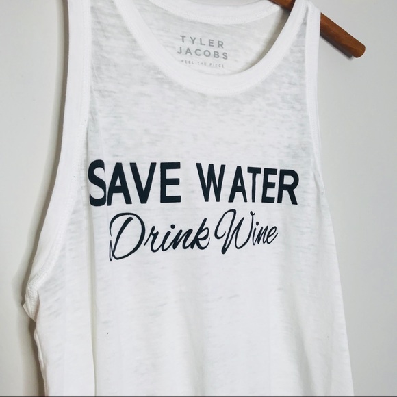 GRAPHIC TEE Save Water Drink Wine Tank - Picture 2 of 2